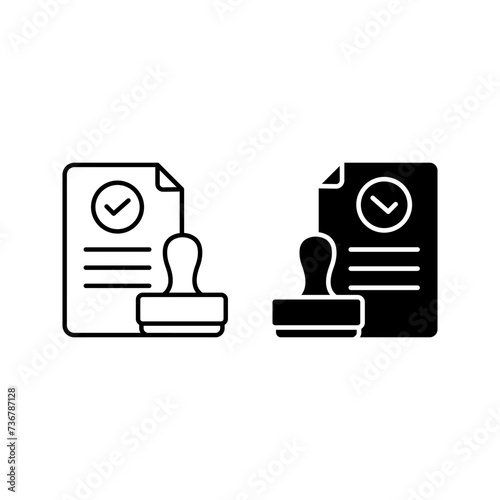 Approved document with stamp icon color editable