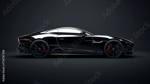 Black generic unbranded luxury sport car on a black background, generative ai © Chaman