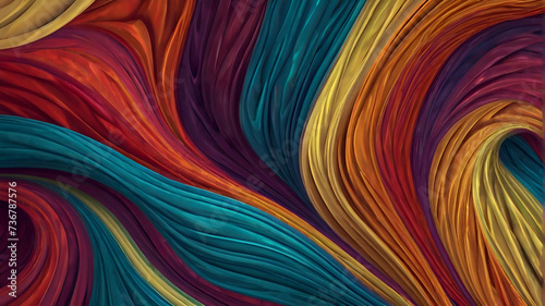 Abstract Colorful Wavy Lines Background. Digital abstract background with a fluid design of intertwining wavy lines in warm and cool colors.