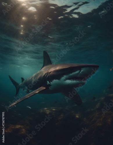 shark swimming in the blue ocean © Michael