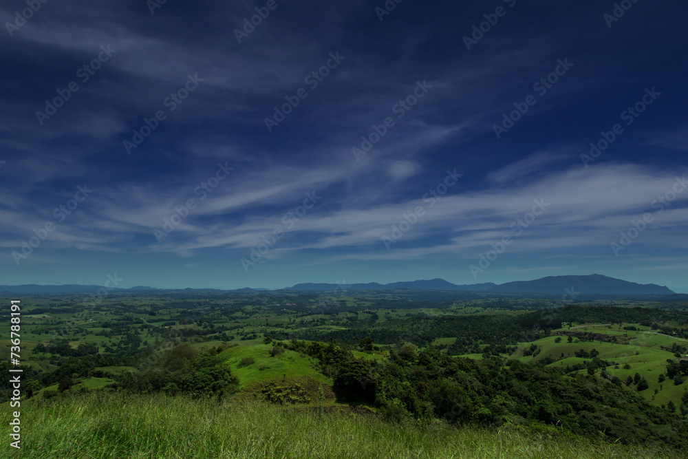 Atherton Tablelands view with Mount Bartle Frere and Bellenden Ker in the background, Queensland, Australia