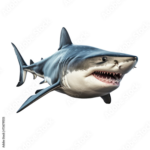 A realistic giant shark with a frontal pose  on transparency background PNG