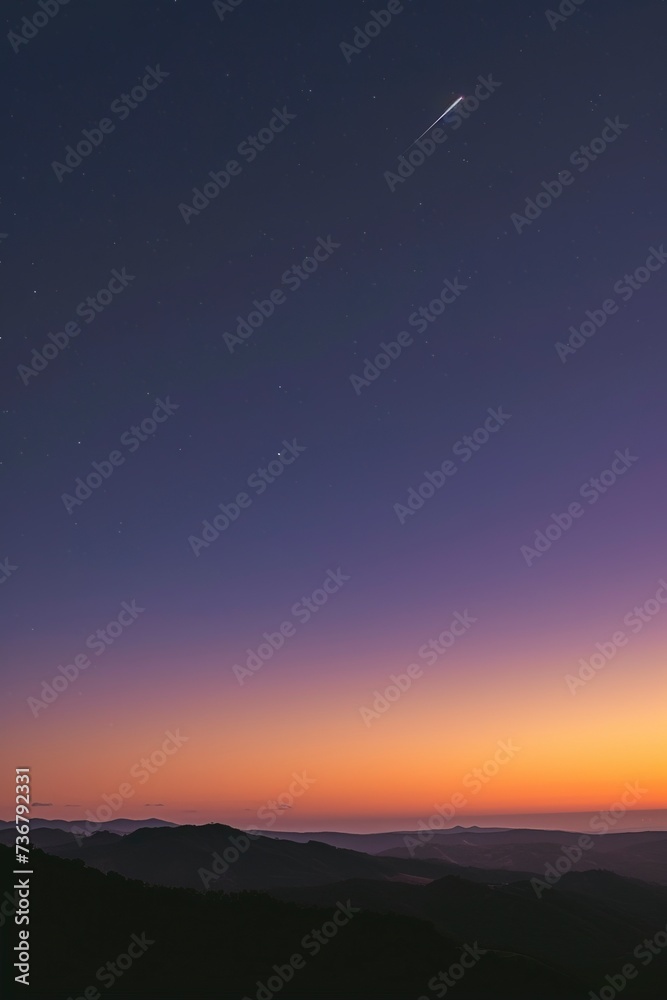 Falling star, minimalist evening sky Falling star, minimalist evening sky