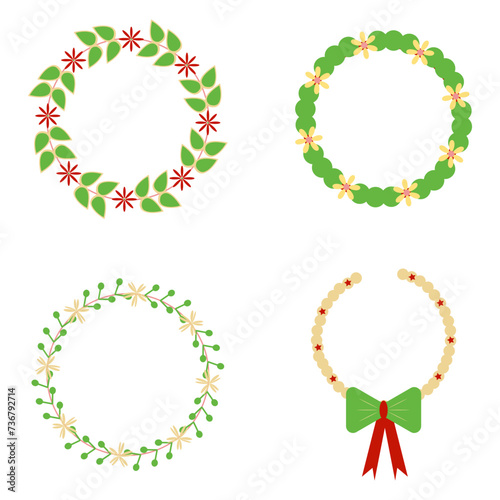 Christmas Wreath Watercolor Paint Frame. With Nature Design Style. Vector Illustration