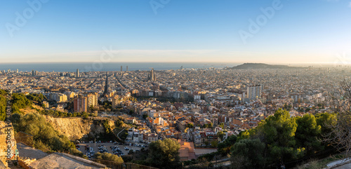 Panorama of Barcelona in Spain before sunset
