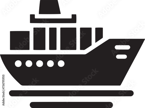 Maritime Cargo Ship Silhouette vector