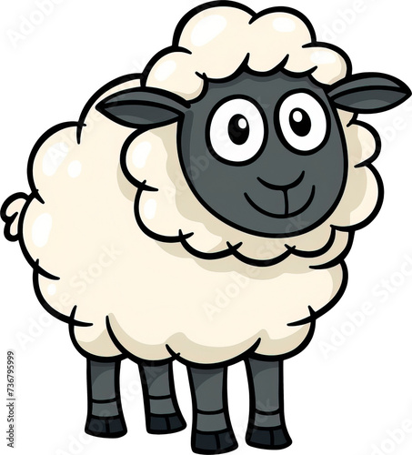 Cartoon style sheep isolated on transparent background. PNG