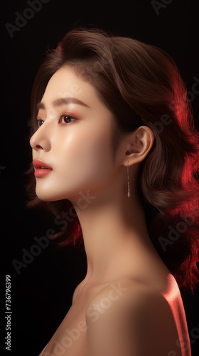 portrait of a woman, pretty korean girl, beautiful k-pop idol member,actress clear skin, cosmetics model, skincare