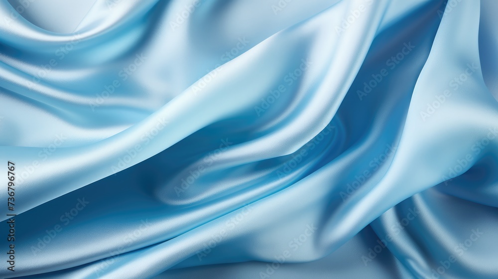 Fototapeta premium Tranquil blue satin texture with elegant waves evokes a serene and calming ambiance. Ai Generated.