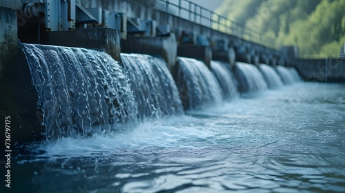 Rippling Water Over Dam Generating Frothy Waves