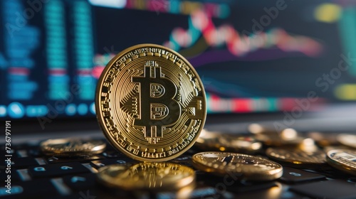 Bitcoin cryptocurrency showcased with dynamic price chart, Ai Generated.