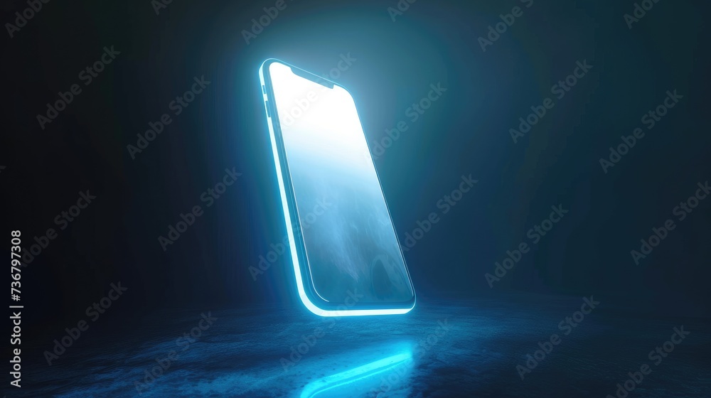 Futuristic mobile phone with hologram 3D display, abstract digital UI tech, Ai Generated. Futuristic mobile phone with hologram 3D display, abstract digital UI tech, Ai Generated.