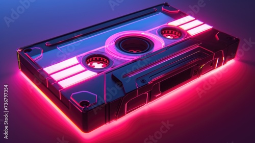 Classic audio cassette for music listening nostalgia, Ai Generated.