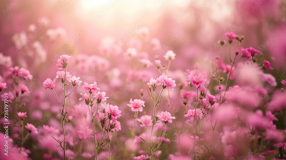 Naklejka premium Sunset bathes a field of grass in golden hues, a tranquil nature tableau, Ai Generated.