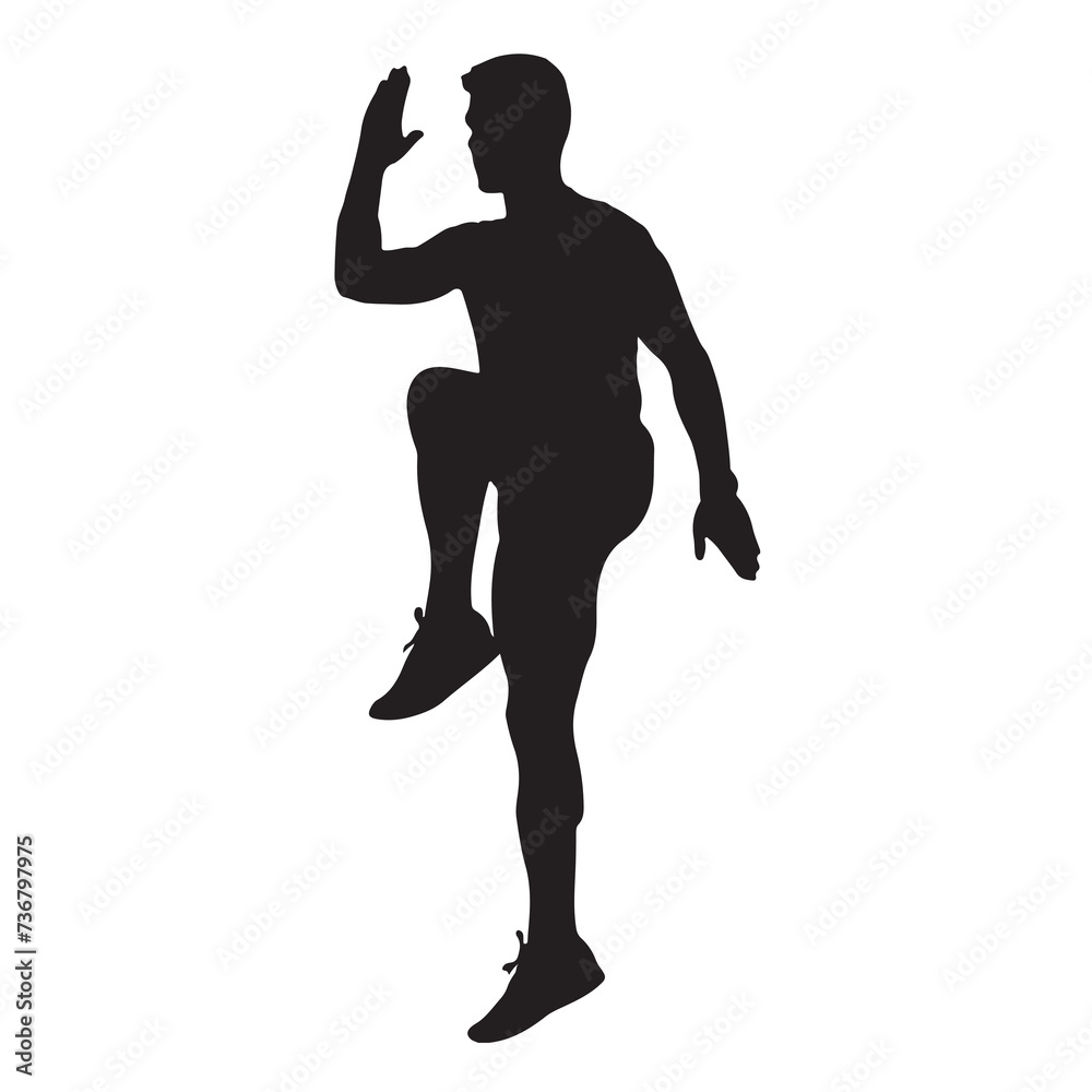Silhouette of a man exercising