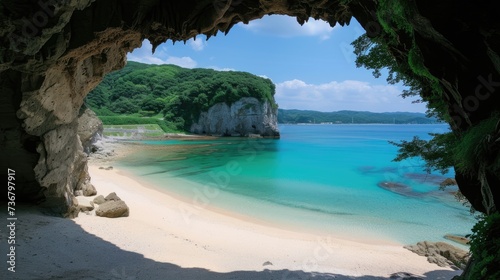 Jodogahama Beach in Miyako, Iwate, Japan a picturesque coastal wonder. Tranquil beauty, Ai Generated. © Crazy Juke