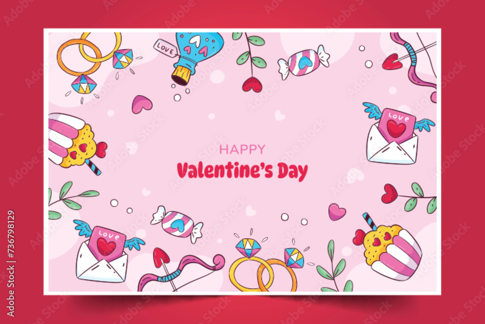 hand drawn valentine s day background design vector illustration hand drawn valentine s day background design vector illustration