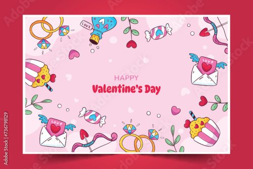 hand drawn valentine s day background design vector illustration