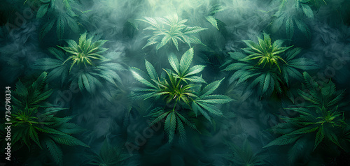 cannabis plant with dark smoke background