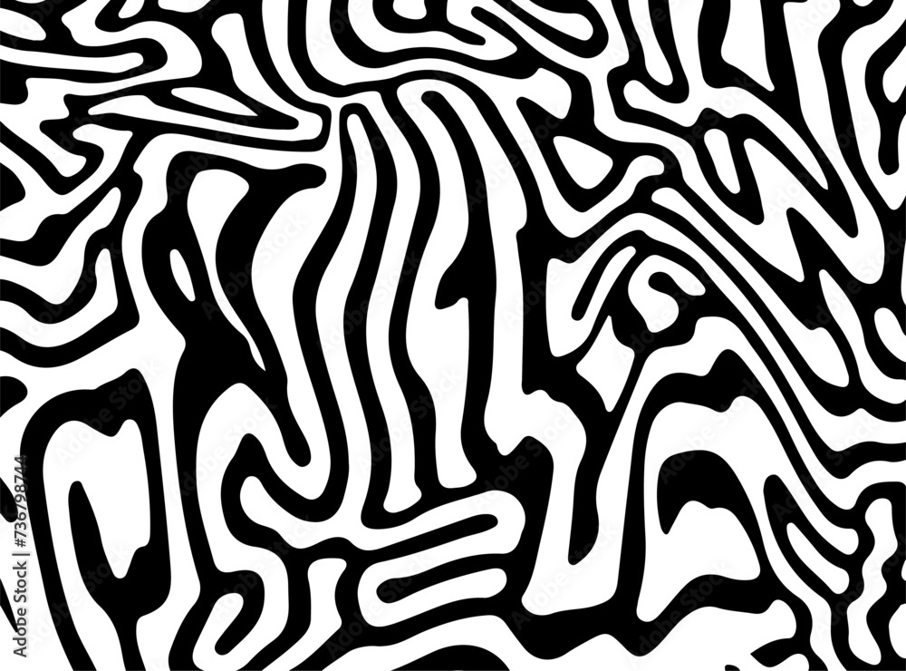 Glitched distorted op art pattern. Abstract black and white geometric background with curved lines. Glitched distorted op art pattern. Abstract black and white geometric background with curved lines.