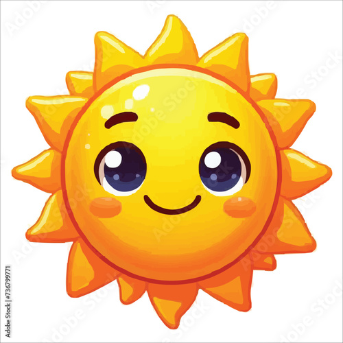 a smiling sun with big eyes and a smile on it's face is shown vector illustration