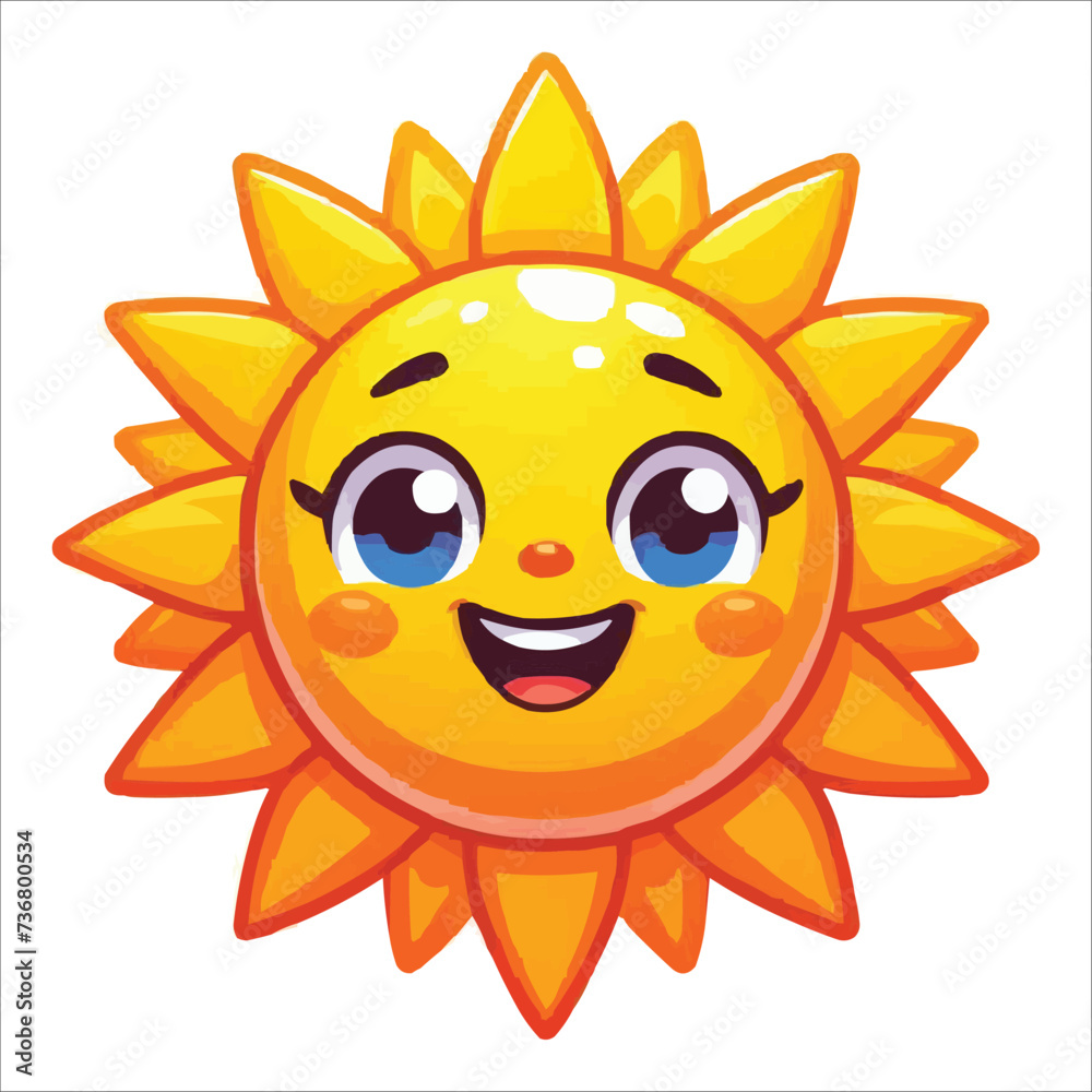 a smiling sun with big eyes and a smile on it's face is shown vector illustration a smiling sun with big eyes and a smile on it's face is shown vector illustration