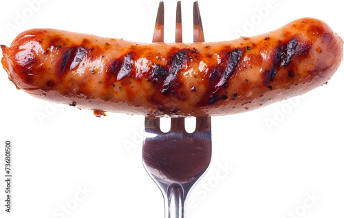 Grilled sausages isolated on transparent background. PNG photo