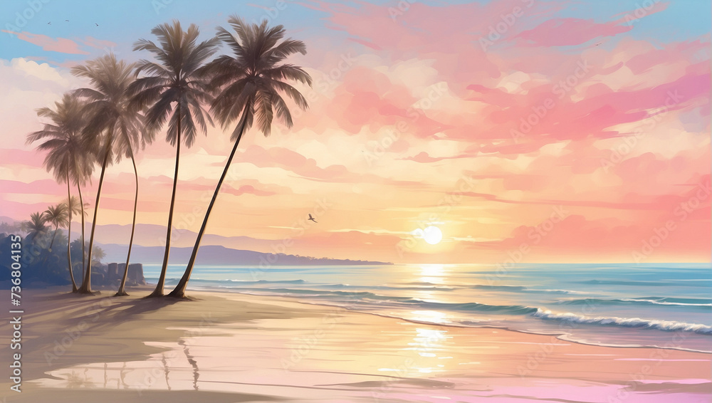 sunset on the beach,beautiful landscape