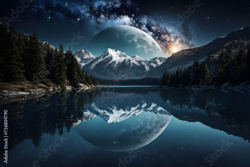 moon over the lake_Generative AI
