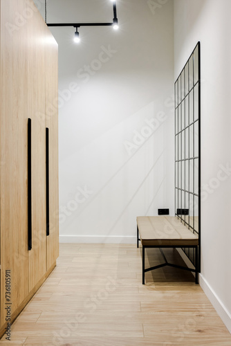 Fototapeta Naklejka Na Ścianę i Meble -  The interior of a two-level studio apartment is minimalism