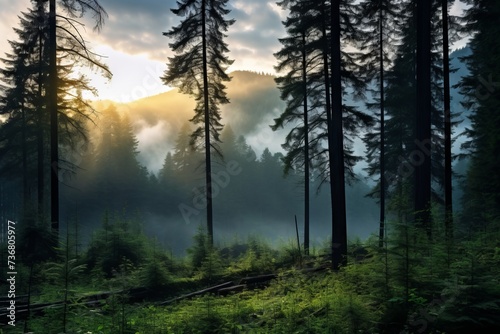 The serenity of a mountain forest in the early morning © KerXing