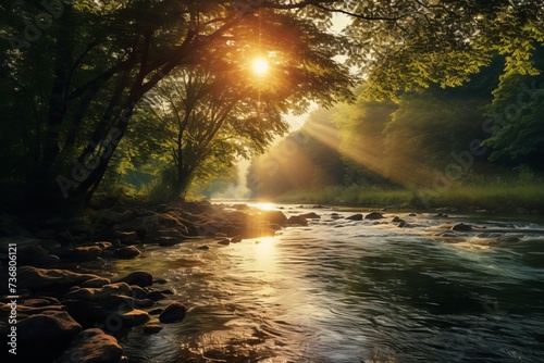 The sparkling waters of a peaceful afternoon river