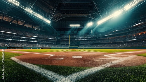 Professional baseball arena with spotlight photo