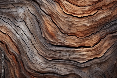 A close up of a distorted tree bark, emphasizing its natural textures