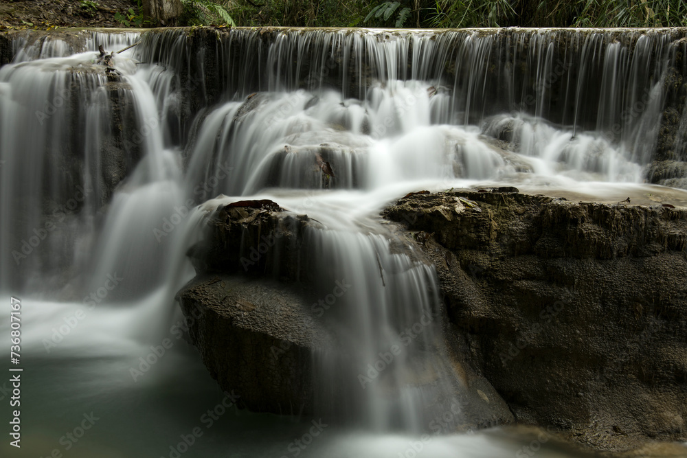 Long-exposure view of Kuang Si Falls in Luang Prabang, Laos