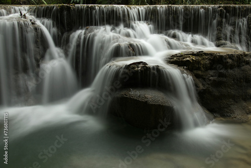 Long-exposure view of Kuang Si Falls in Luang Prabang  Laos