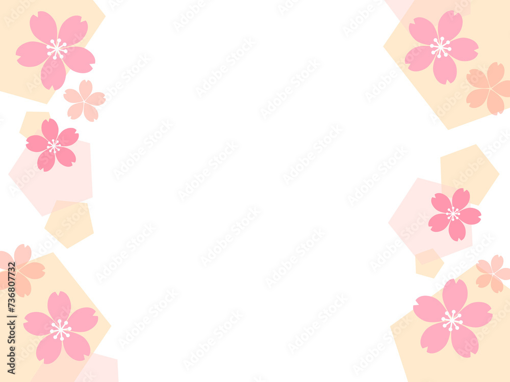 パステルカラーのシンプルな桜フレーム
