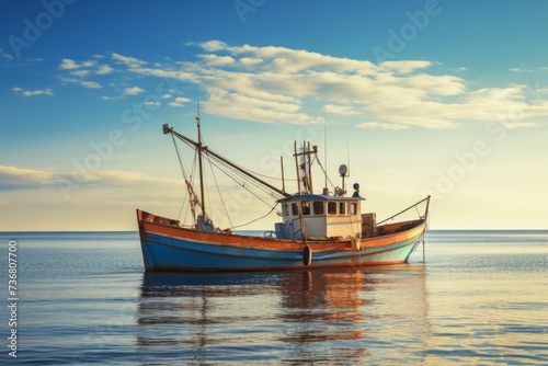 A fishing boat heading out to sea