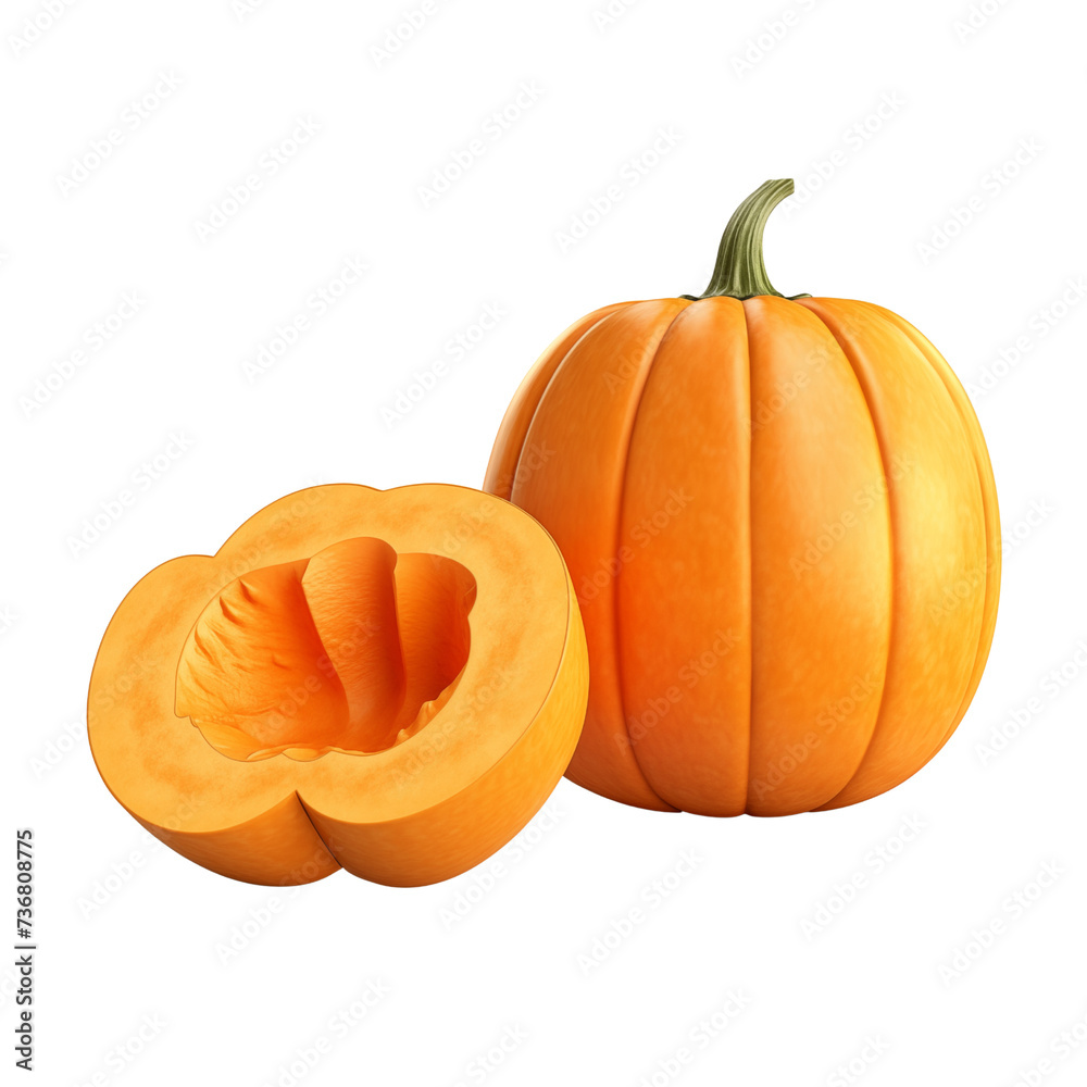 Obraz premium Pumpkin isolated on transparent or white background, png