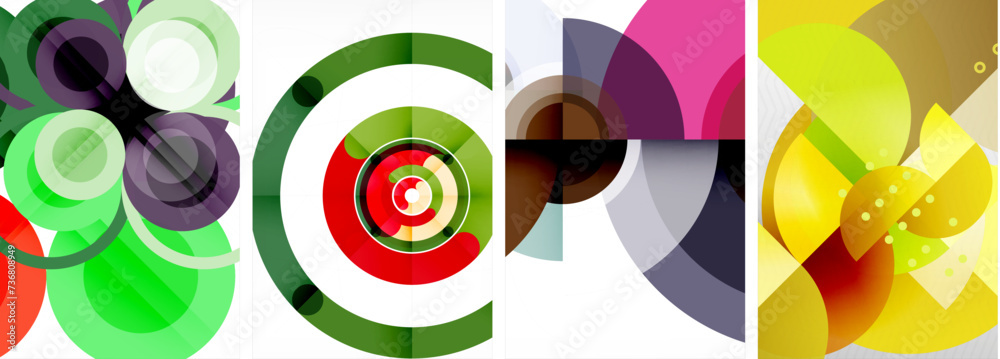 Charming geometric abstract posters. Mesmerizing set of circles, each design a harmonious blend of form and color. Elevate your design with modern, visually striking art Charming geometric abstract posters. Mesmerizing set of circles, each design a harmonious blend of form and color. Elevate your design with modern, visually striking art