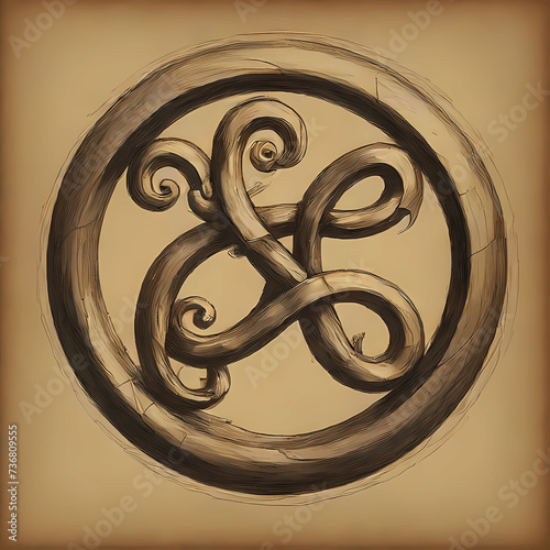 Celtic symbol, Triskelion, an ancient symbol representing spiruality,unity and three worlds photo