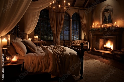 Candlelit room with soft, romantic ambiance