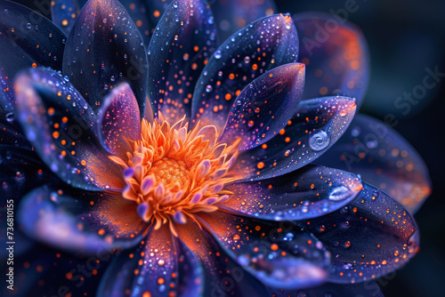 fractal flower, black background, deep colors, dark atmosphere, contrasting light, macro photography, close-up, high-quality details