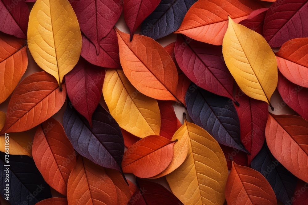 Leaves in various shades of red and orange
