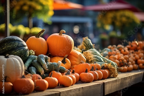 Pumpkins and gourds at a farmer s market