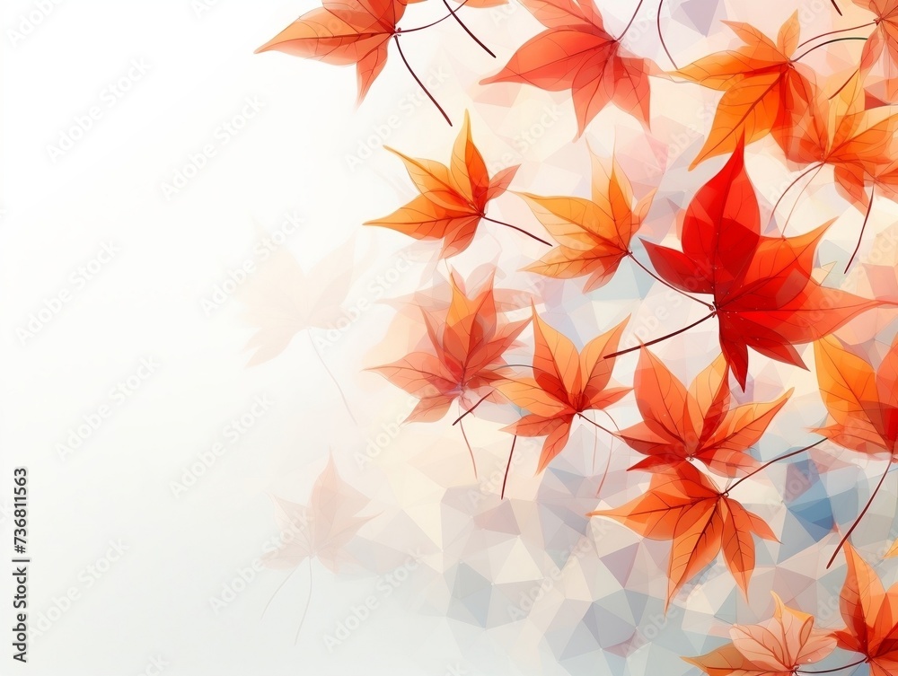 Autumn leaves with white background and blank text space