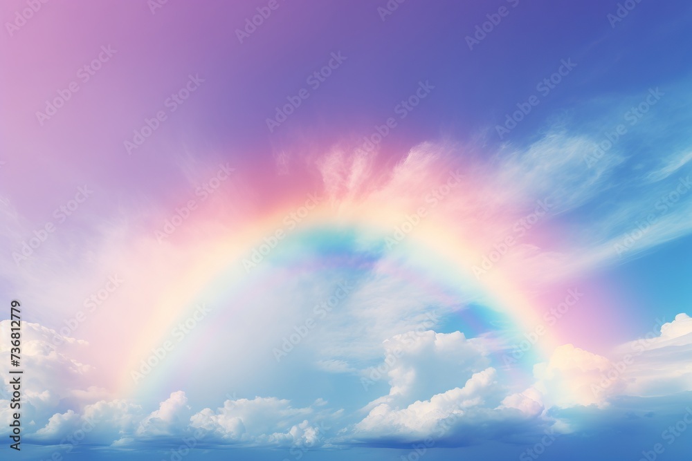 A vibrant rainbow arching across the sky