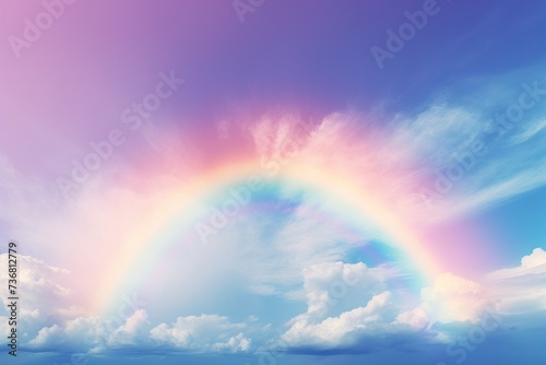 A vibrant rainbow arching across the sky © KerXing
