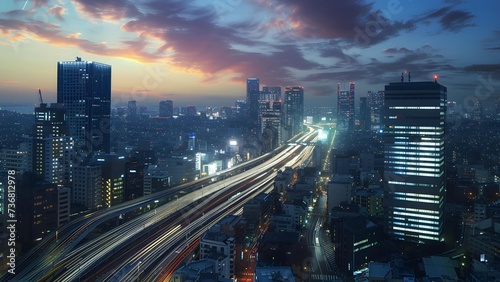 Evening view of a bustling ...