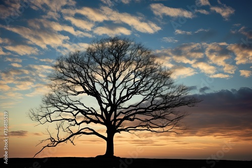 The silhouette of a tree against the afternoon sky © KerXing